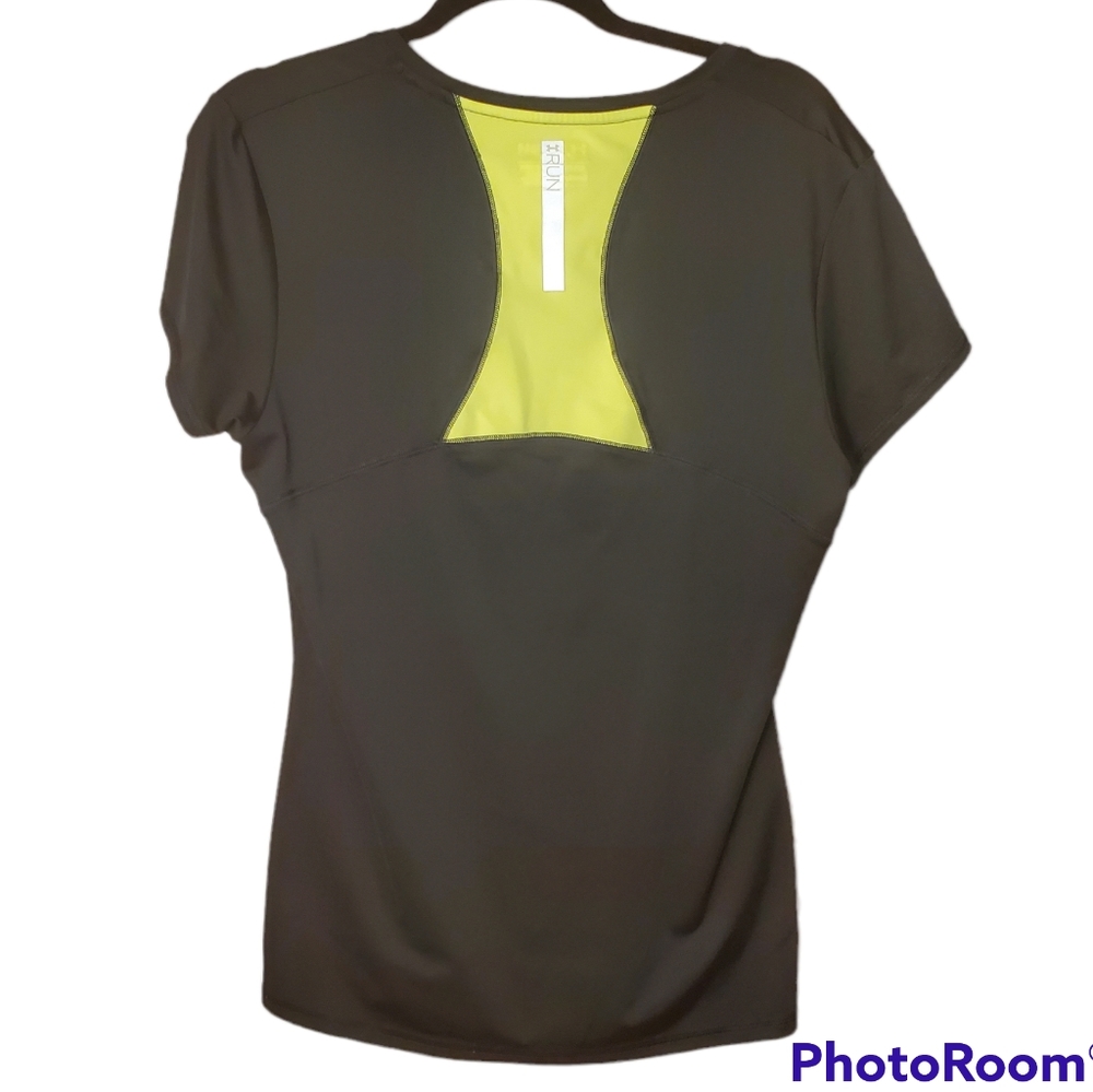 Under Armour HeatGear Athletic Shirt Women's Size Large - Black w/ Neon Yellow
